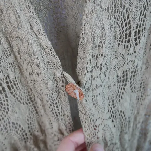 Vintage S M Lace Vest Longline Duster Shabby Chic Boho Hippy Festival Romantic - Picture 6 of 11